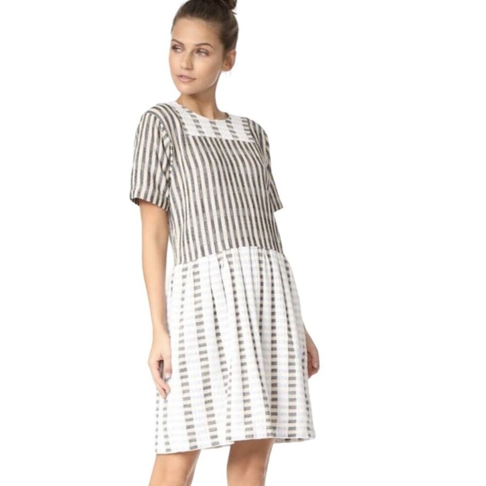 Ace & Jig Women's Paz Dress Chester Brown Sz XS Short Sleeve Fall Neutral Preppy